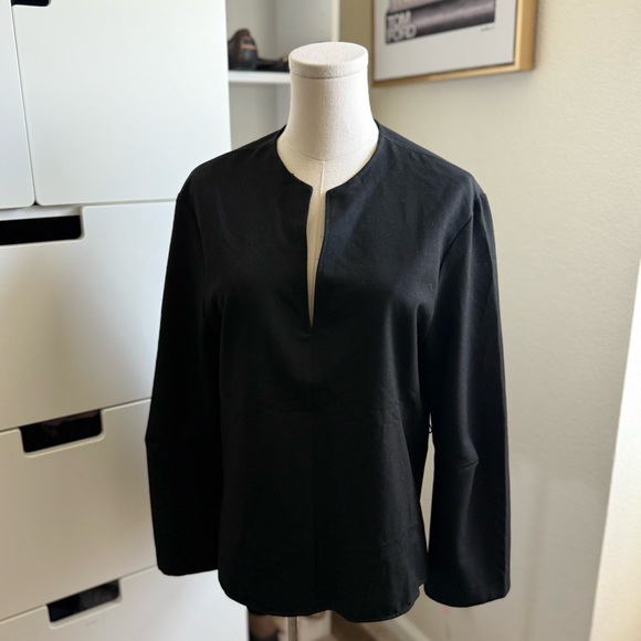 Zara Elegant Black V-Neck Long Sleeve Relaxed Fit Top Women’s Size Small - Picture 5 of 6